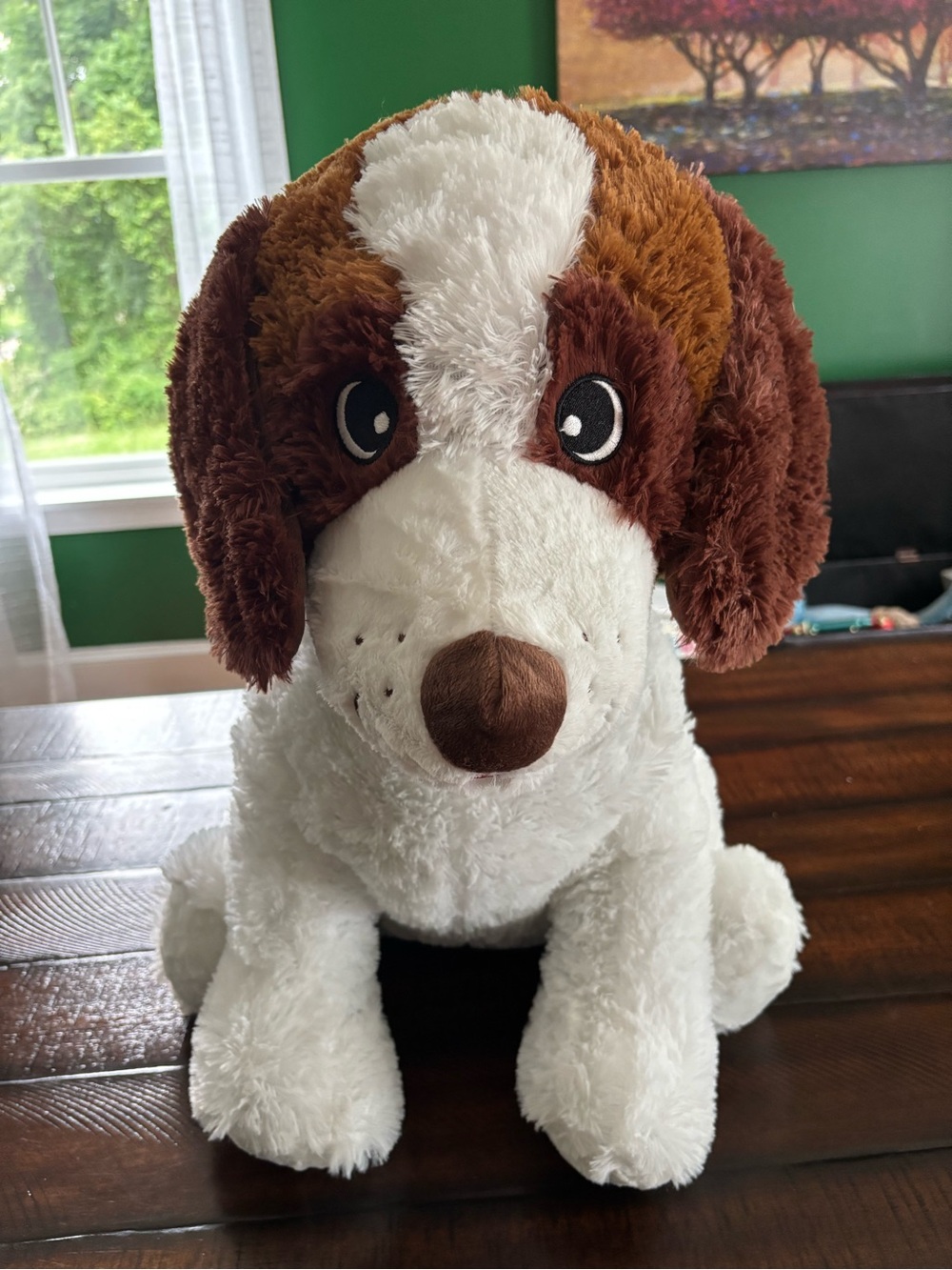 Plush Dog Toy - White and Brown Soft Pet Plush